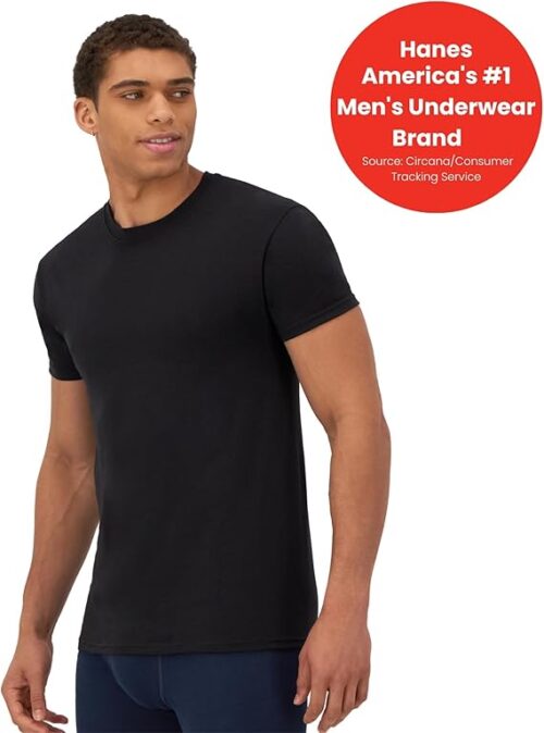 Hanes Mens Ultimate Men's Fresh Iq Slim Fit Crew Undershirt, 4-Pack
