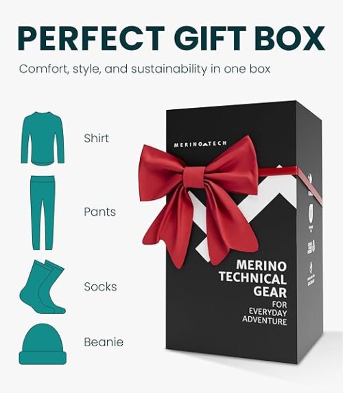 Merino.tech Merino Wool Base Layer Women Set - Midweight Merino Wool Underwear Women Top, Bottom